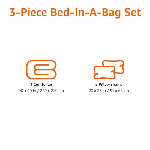 Amazon Basics 3-Piece Soft Microfiber Kids' Comforter and Pillow Sham Set, Full/Queen, Red, Solid view 3