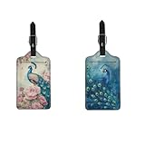 AFPANQZ Cartoon Peacock 2 Pack Fashion Luggage Tags Business Name Card Holder Travel Accession PU Leather Shopping Card Holder for Women Men Teen Children Waterproof