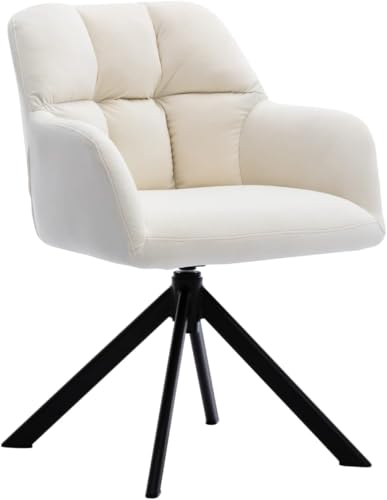 Image of Finch Fox Battle Modern 360 Swivel Mid-Back Arm Faux-Leather Study Upholstered Comfortable Metal Base Computer Office Desk Chair in White Color