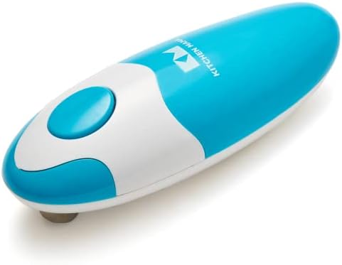 Kitchen Mama Electric Can Opener : Open Your Cans with A Simple Push of Button - Smooth Edge, Food-Safe and Battery Operated Handheld Can Opener (Sky Blue)