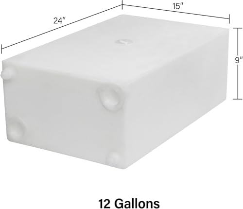 Image of 12 Gallon RV Fresh Water Tank, Potable Water Storage Tank for Drinking, Cooking, Cleaning, and Showering, Use in Campers, Trailers, Motorhomes, and RVs, Cube Shape, 24 inch x 15 inch x 9 inch (WT-5544)
