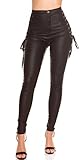 Hautenge Hose Leggings aus dünnem Stretch-Material mit glänzender Kunstleder-Oberfläche