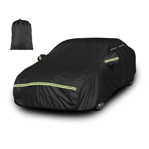 Image of INSAUTO Heavy Duty Waterproof All-Weather Car Cover for Tesla Model 3 2017-2026, Outdoor Full Car Cover with Door Zipper, Protects from Sun, Rain, Snow, Dust & UV (Black)
