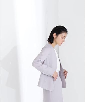 極美品✨【ナチュラルビューティーベーシック】ノーカラージャケット パンツ セット セットアップノーカラージャケット（ノーカラージャケット