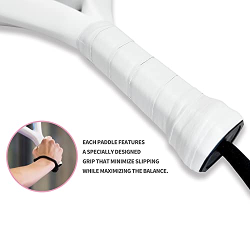 Padel Racket Carbon Fiber Surface with EVA Memory Flex Foam Core Padel Tennis Racquets Lightweight (White 2pcs) - Thumbnail 3