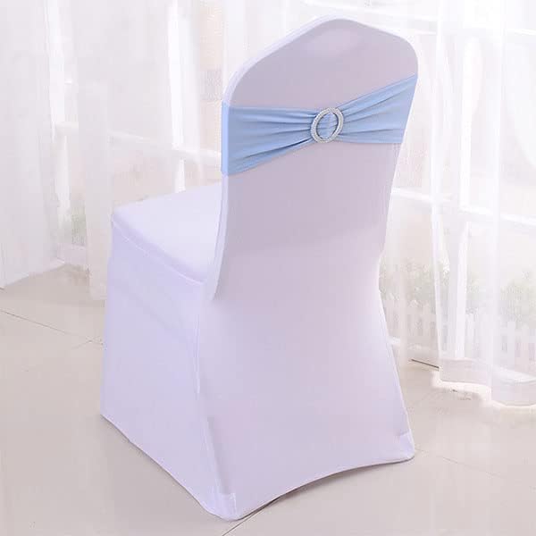 Chair Flowers, 50Pcs Elastic Spandex Chair Bands with Buckle Solider Stretch Bow Chair Sashes(Champagn)