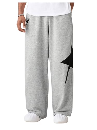 GORGLITTER Men's Y2K Star Pants Graphic Baggy Sweatpants Elastic Waist Loose Wide Leg Joggers