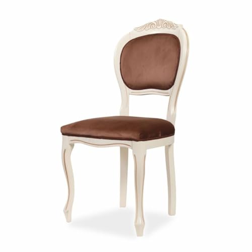 Casa Padrino Silla de comedor barroco de lujo marrón/blanco/beige H. 101 cm - Muebles de comedor