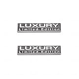 CARRUN 2 Pcs Luxury Limited Edition Emblem Auto Racing Sport 3D Badge Rear Trunk Sticker Side Fender Decal (Silver Black), CR-2Luxury