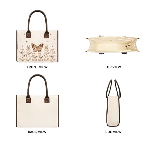 Image of Customized Hand Bag for Woman | Shoulder Bag for Ladies | Embroidered Canvas Personalized Handbag with Custom Name for College Girls for Office, Daily Use, Beach, Shopping | • Easy to Carry
