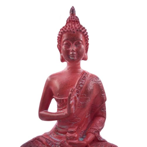 Estatua Buda Sentado Resina Roja 6.7 " miniatura 5