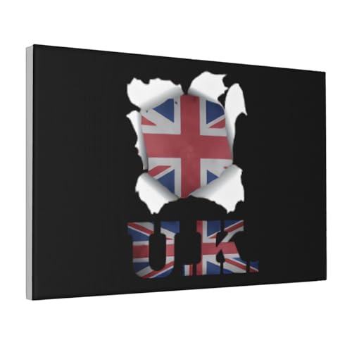 Uk Britain Flag Wall Art Painting Decor With Frame Fashionable