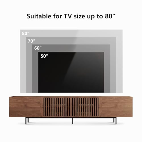 94.48" Mid Century Modern TV Stand for TVs up to 70"-90",Tv Console with 4 Storage Cabinets, Media Furniture for Living Room or Bedroom,Walnut - Image 5