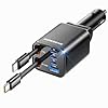 SUPERONE – Cargador retráctil para automóvil, 99 W, con cables, carga rápida, adaptador de cargador de coche USB C para iPhone 17, 16, 15, 14, 13, 12, Samsung, negro