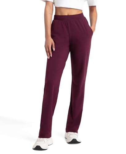 Image of Jockey 1302 Women's Super Combed Cotton Elastane Stretch Relaxed Fit Trackpants with Side Pockets Wine Tasting S