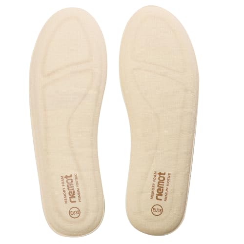 riemot Plantillas Memory Foam para Zapatos de Hombre y Mujer, Plantillas para Zapatillas Botas, Cómodas y Amortiguación para Trabajo, Deportes, Caminar, Senderismo, F-Beige EU 38
