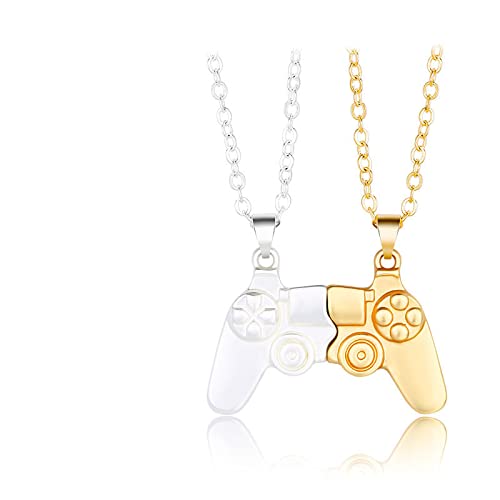 Colorful Bling 1 Pair Game Controller Matching Couple Pendant Necklaces Set Game Pad Friendship Bff Best Friends For Him And Her Street Hiphop Jewelry-Gold Silver #TOP14