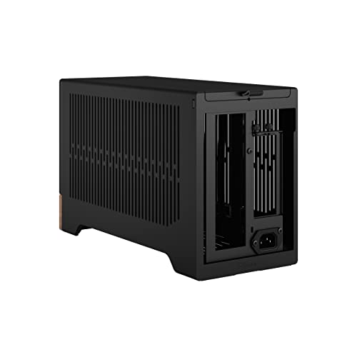 Fractal Design Terra Graphite, Wood Walnut Front Panel, Small Form Factor, mITX Gaming Case – PCIe 4.0 Riser Cable – USB Type,C, Anodized Aluminum Panels