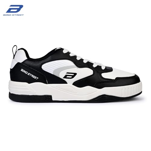Image of Bond Street Men's White & Olive Casual Sneakers | PU Upper Lace-Up Shoes with Durable PVC Sole | Stylish & Comfortable Footwear for Men