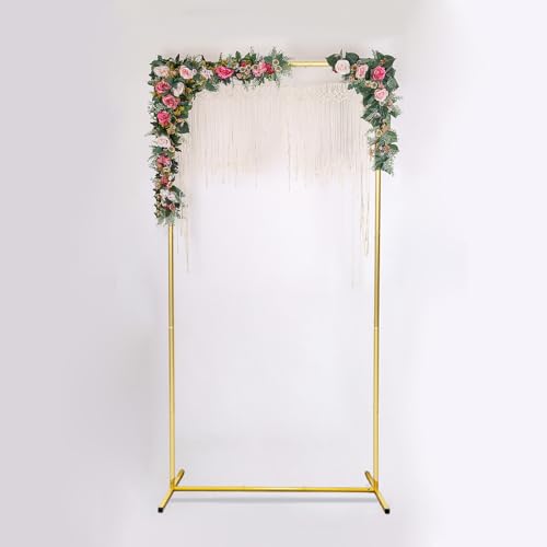 Harfirbe Wedding Square Balloon Arch Stand Gold Backdrop Stand 6.6 x 3.3 FT Metal Party Frame for Wedding Ceremony Bridal Archway Birthday Party Decoration