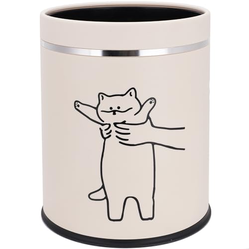 Image of Juju Cat Trash Can - Cat Decor Garbage Can - Small Waste Basket for Bedroom - Garbage Bin Trashcan - Wastebasket Dustbin Trash Cans - 3.3 Gallon / 12.5 Liter (Hey)