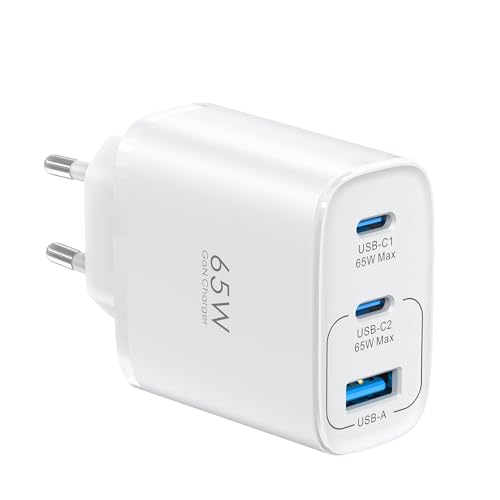 TOPADRE Cargador USB C 65W, 3-Ports Cargador Carga Rápida, Adaptador Tipo C