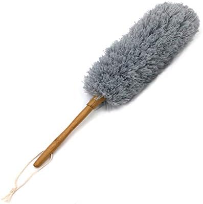 J&A Microfiber Duster Lightweight Feather Duster Comfortable Grip with Grey Bendable Head Bamboo Handle for Home, Office and Car 22.4 inches Long