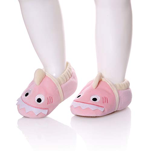 Sdbing Toddler Boys Girls House Slippers Soft Cozy Fuzzy Non-Slip Winter Indoor Warm Shoes For Baby (2-3 Years, Cute Shark Pink) #TOP1