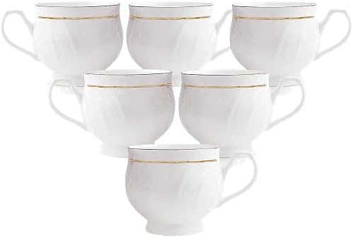 Vartmaan Bone China White Color Gold Design Tea Cup Set of 6