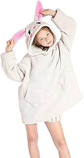 SHOBDW Girls Clothes, Children's Hoodie Oversized Pullover Wearable Blanket Sherpa Sweatshirt for Kids Leopard Solid Winter Outwear Warm Sweater One Sizes Fits All Age 5-15 Years