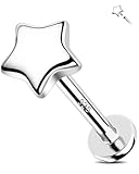 Jewseen estrella cartílago pendiente 925 plata pendiente interior helicoidal roscado plano posterior Stud Tragus pendientes Labret piercing joyería