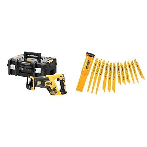 Scie sabre sans fil DEWALT 18V avec moteur brushless compact et 12 lames de précision DT2445-QZ