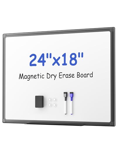 VUSIGN Black Aluminum Magnetic White Board 24" x 18" with