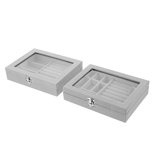 Boîte à bijoux portable BESPORTBLE lot de 2 coffrets compacts à compartiments - 2