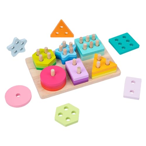 HEALSOPTHY 幼児向け 木製積み木 な幾何形状パズル 手先の器用さ 想像力を育む 家や保育園向け 楽しい教育