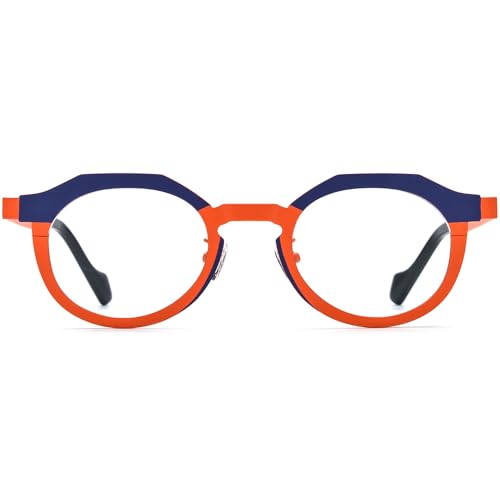 Image of FONEX Colorful Pure Titanium Glasses Frame Women Retro Round Eyeglasses