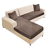 NAISI Sectional Couch Cover 3 Pieces Velvet Separate Couch Cushion Covers L Shape Soft Stretch Sofa
