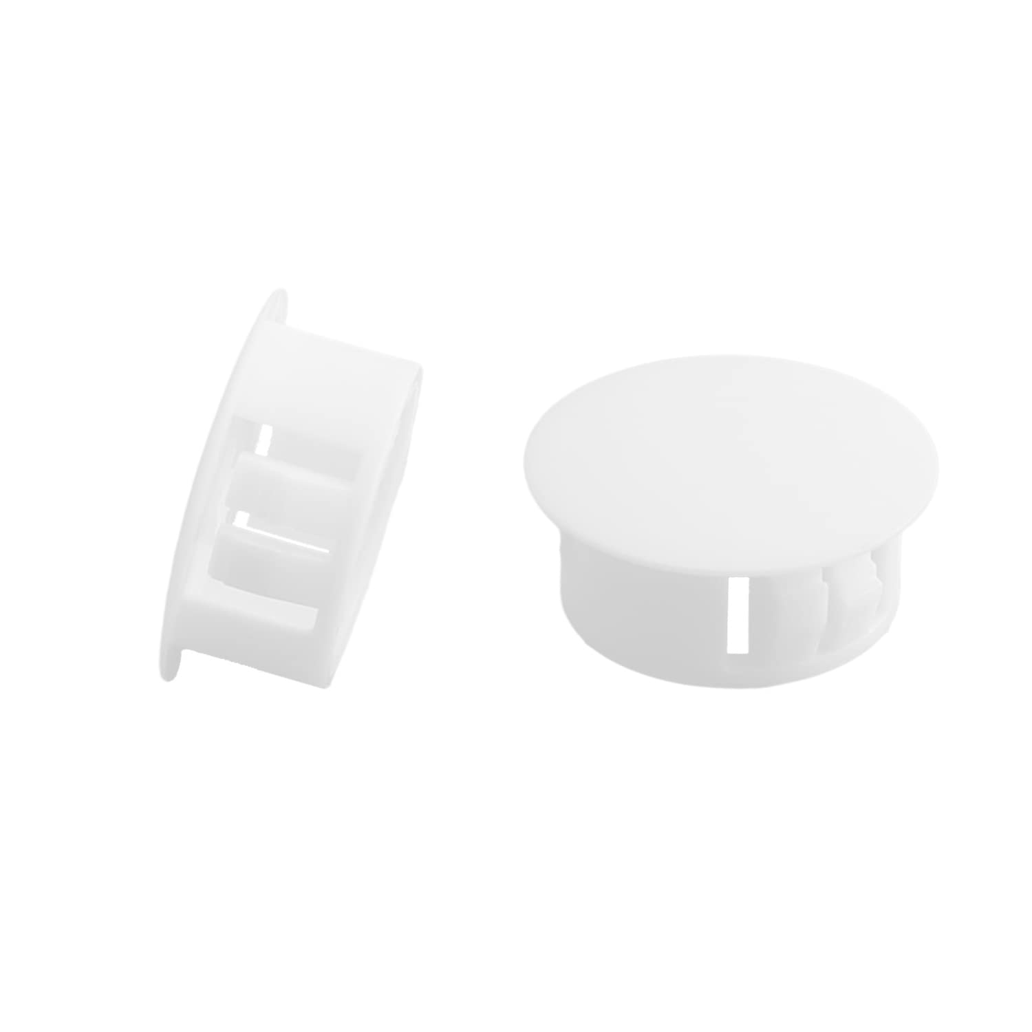 Heyiarbeit 50pcs Hole Plugs 5/8" / 16mm Nylon Plastic Round Snap in Type Locking Hole Tube Furniture Fencing Post Pipe Insert End Caps White Tone