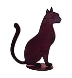 Altura: 24 cm. Ancho: 20 cm Figura decorativa de gato Karli sentado sobre placa de suelo