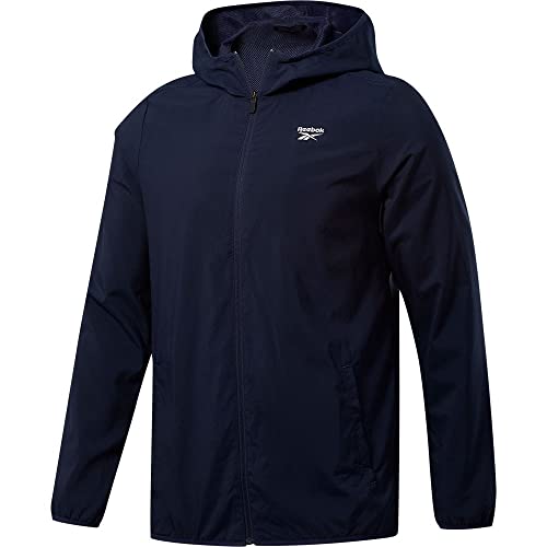 Image of Reebok Men's Jacket - Wind and Water Resistant Full Zip Sherpa Lined Hooded Windbreaker Jackets for Men (Sizes: S-XL)