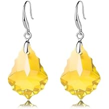 Austrian Crystal Baroque Teardrop Dangle Hook Earrings for Women 14K Gold Plated Drop Earring Hypoallergenic Jewelry