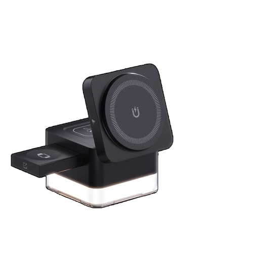 3 in 1ワイヤレス充電器、Magsafe、Apple Watch、iPhoneナイトライトイヤホンAirPods、Magic Cube充電ベースに最適 (K)