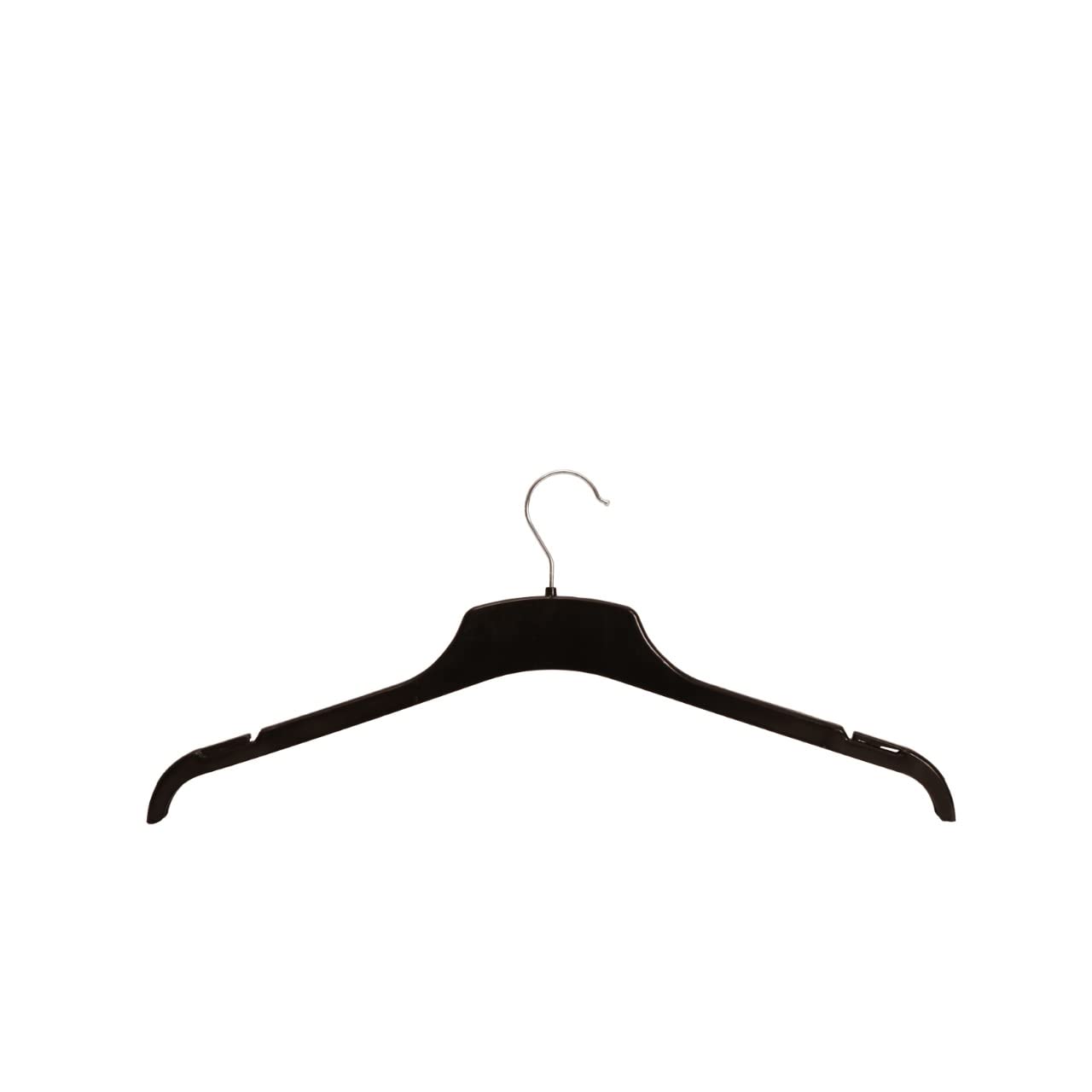 RelianceUK 43cm Extra Wide Black Plastic Adult Clothes Hangers With Shoulder Notches and Swivel Hook (20 pack)