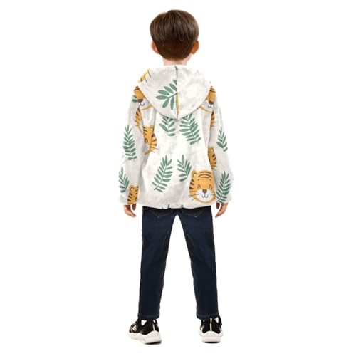 Cute Tiger Girls Fleece Jacket Girls Fall Jacket Girls Zip Up Hoodie Girls Sherpa Jacket 2-10T4