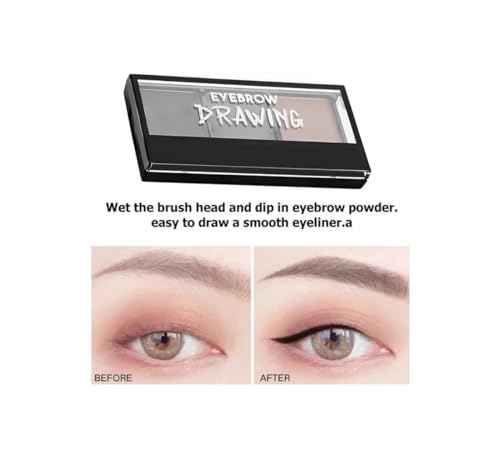 Matt Look Perfect Trio Shade Brow Powder, Eyebrow Drawing Palette with 1 Brush, Ultimate Brow Kit, Eyebrow Filler, Non-Transfer Smudge proof Eyebrow Palette(Dark Grey, Cloudy... - Image 4