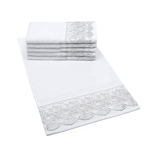 Kit Social (Lavabo) 2 Peças com Renda 30cm x 50cm em Algodão Egípcio 500g/m² Buettner Estela Cor Bra