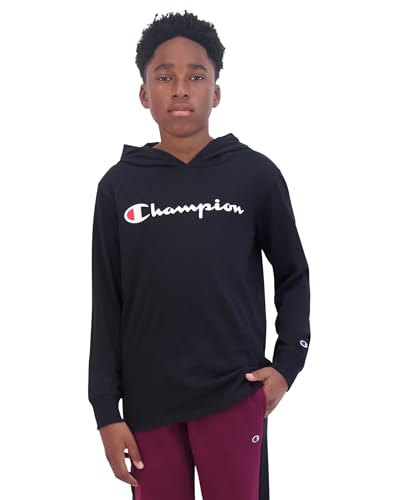 Champion Kids Long Sleeve Hooded Shirt | Lightweight | Boys Clothes | Activewear