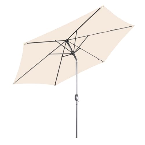 Angel Living Sonnenschirm Ø 300 cm Gartenschirm Marktschirm Terrassenschirm Taupe Rund Sonneschirm UV50+ Creme