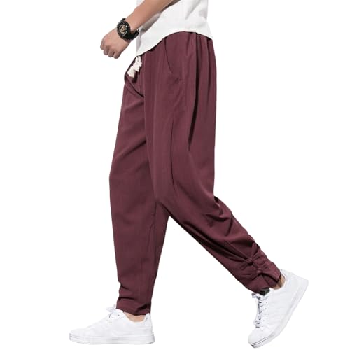 Style chinois pantalons pour homme décontractés amples en lin style Tang