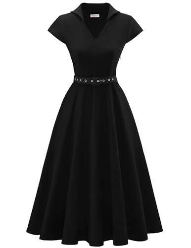 wedtrend 195039s vintage dresses for women cocktail dress with belt modest church dress wedding guest dresses with pockets